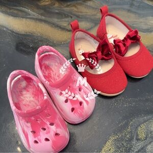 Capelli Baby Girls Clog with Backstrap & H&M Bow Ballet Flats Shoes Bundle